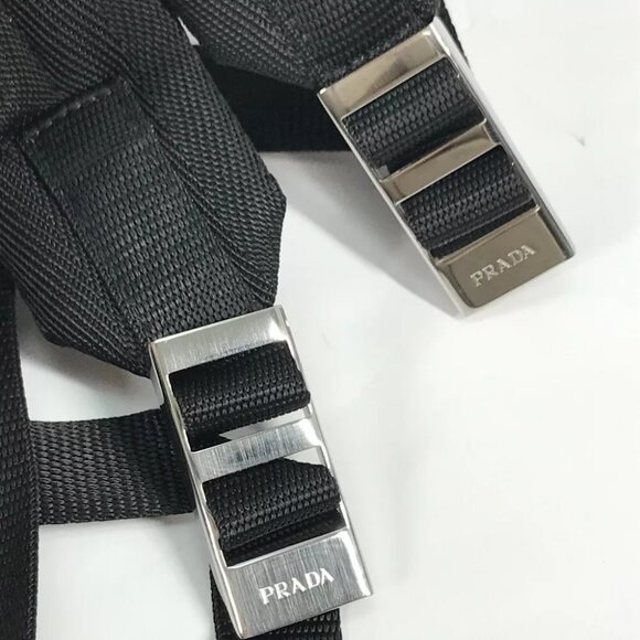 PRADA triangle logo plate Signeau print bag Backpack Nylon Red/White x Black - Picture 4 of 16